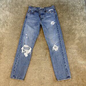 Levis Premium Jeans Womens Sz 25 Blue Big E Wedgie Straight Mid Rise 25x27 F379